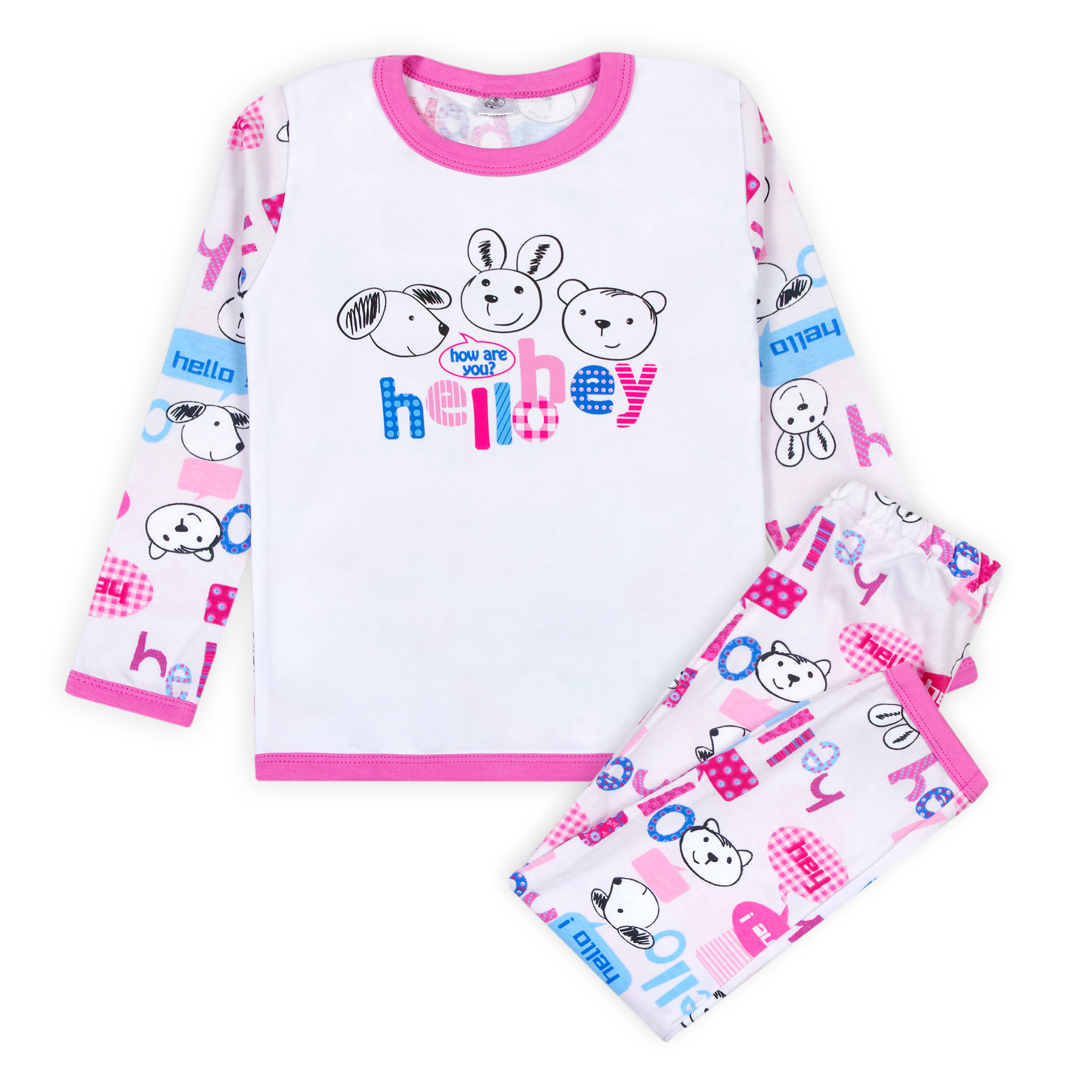 

Детская пижама Фламинго Helloy 6 - 7 лет 115 - 118 см белый розовый голубой 0171