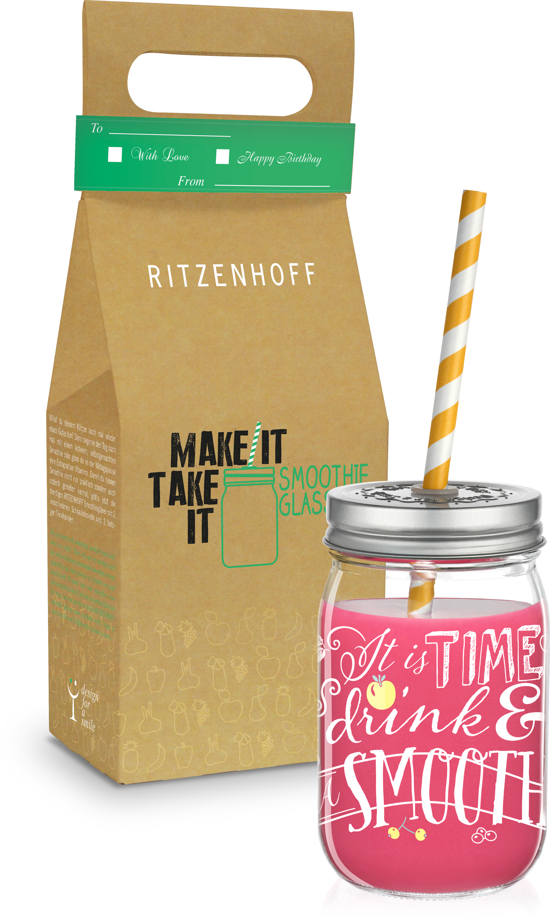 

Банка для напитков Ritzenhoff Make It Take It Kathrin Stockebrand 450 мл
