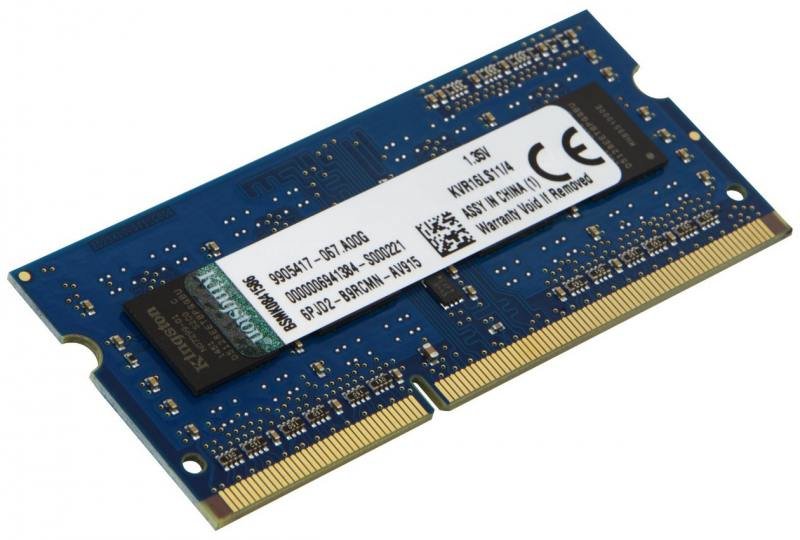 

Оперативная память Kingston SODIMM DDR3L-1600 4Gb PC3-12800 (KVR16LS11/4) (1.35V)