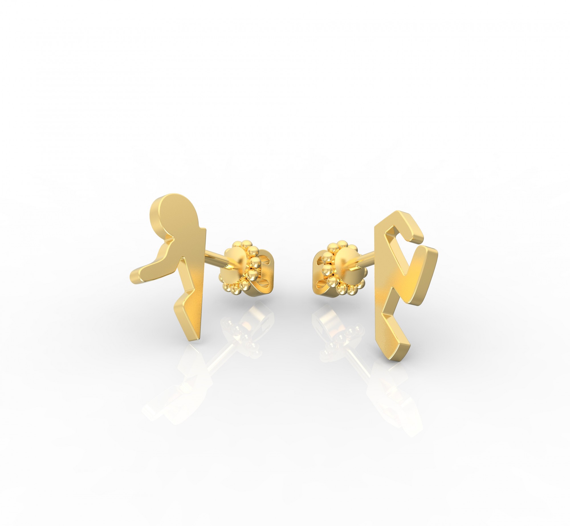 

Позолоченные серебряные серьги гвоздики-пусеты "человечки" ILSAV С0138ж ( Позолота серьги-гвоздики на закрутках)