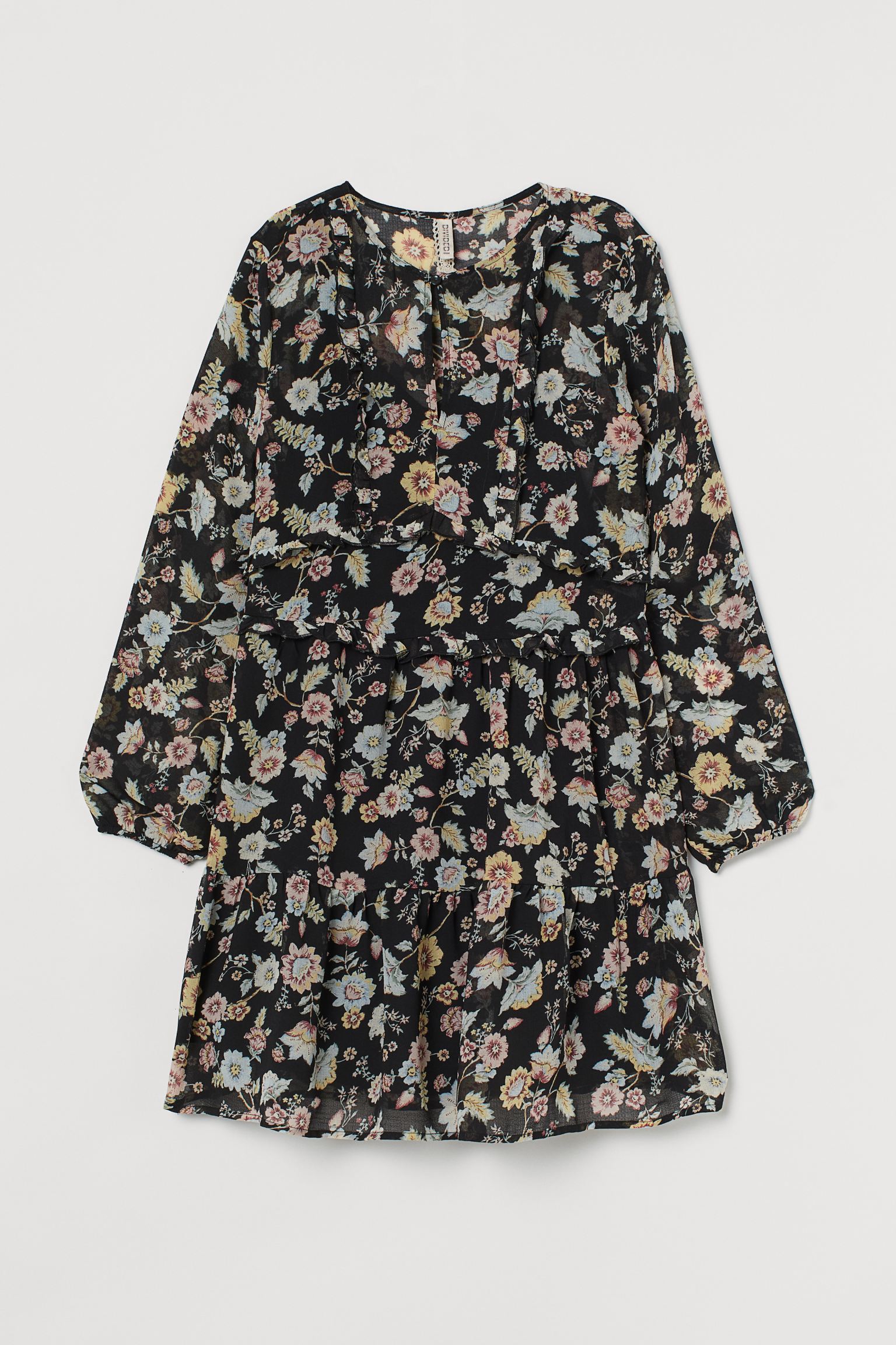 

Туника H&M S черный цветы 10058507322