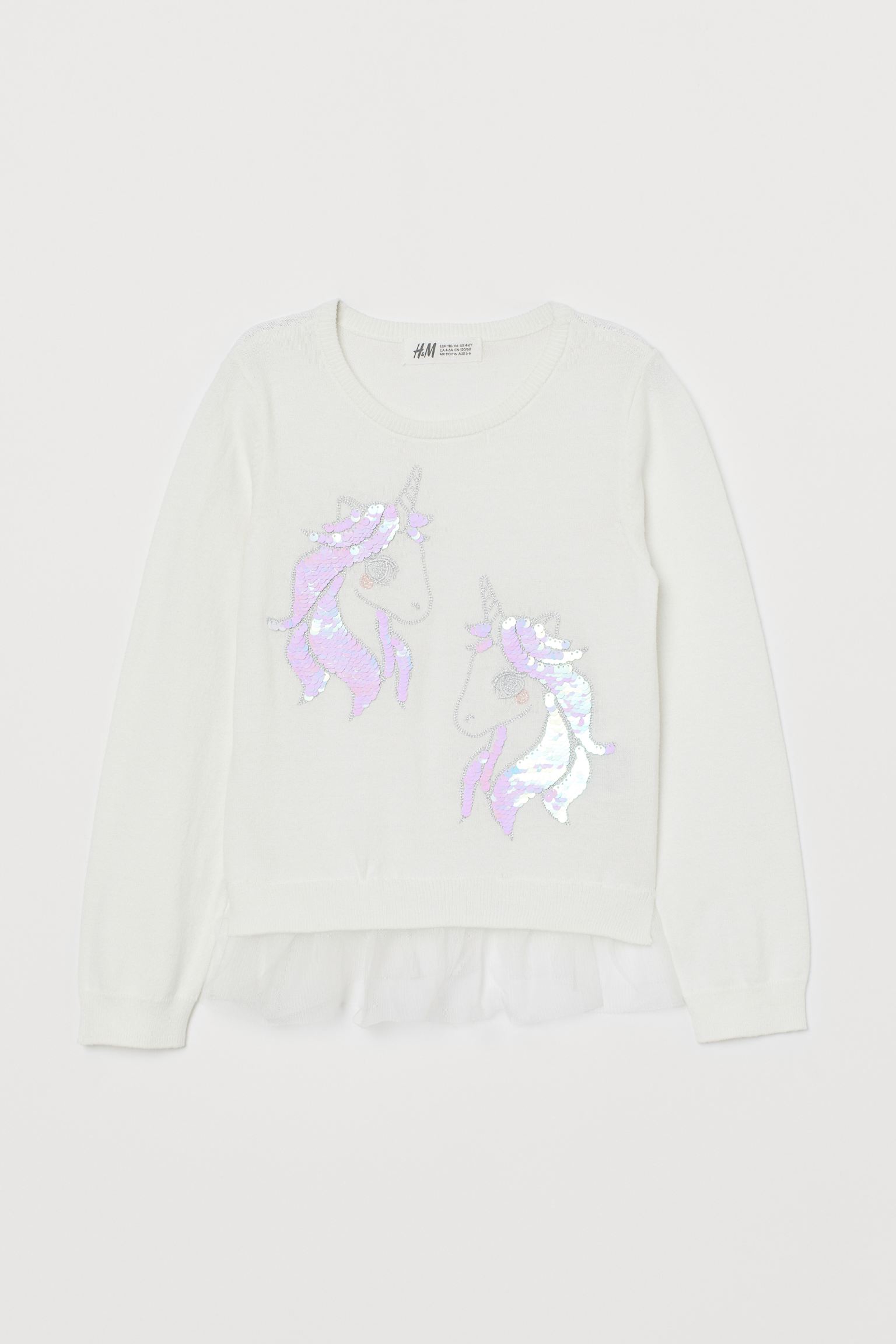 

Джемпер H&M 110 116см белый единороги 25057669270