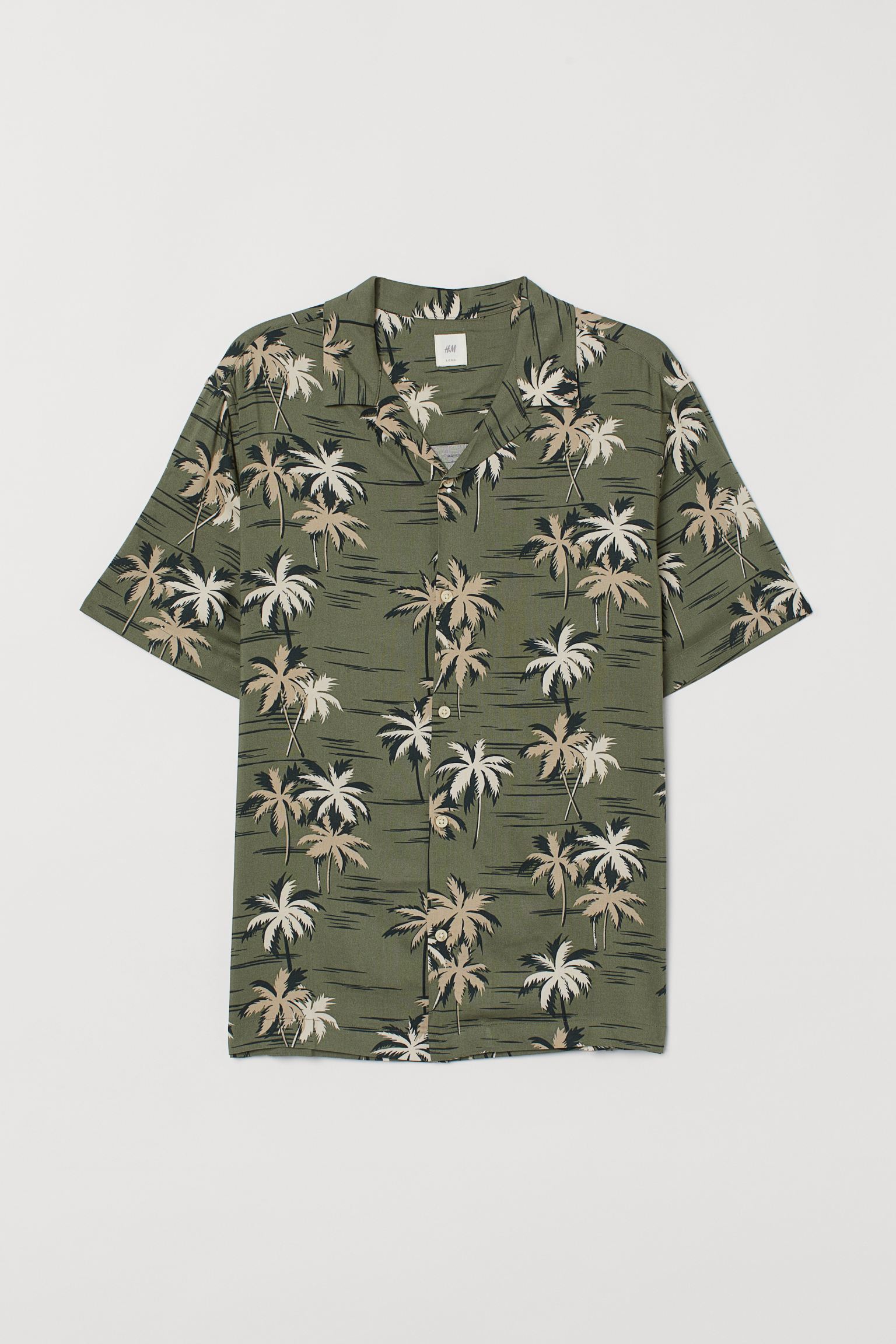 

Рубашка H&M  хаки принт 17038302731, Рубашка H&M XS хаки принт 17038302731