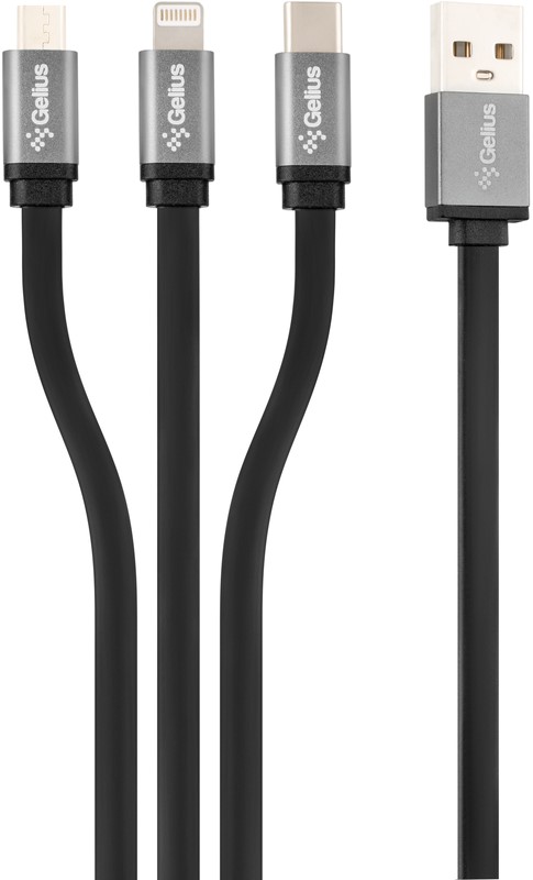 

Кабель Gelius Pro Squid GP-UC102 3in1 (MicroUSB/Lightning/Type-C) Black (2.1A)