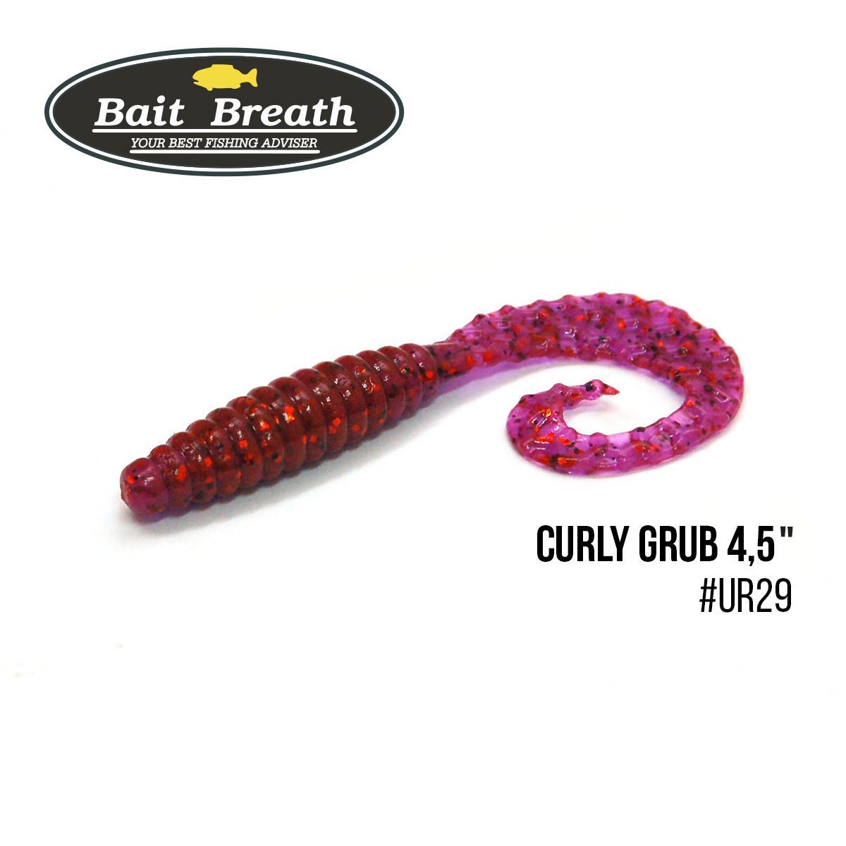 

Приманка Bait Breath Curly Grub 4,5'' (8шт) (Ur29 Chameleon／Red・seed)