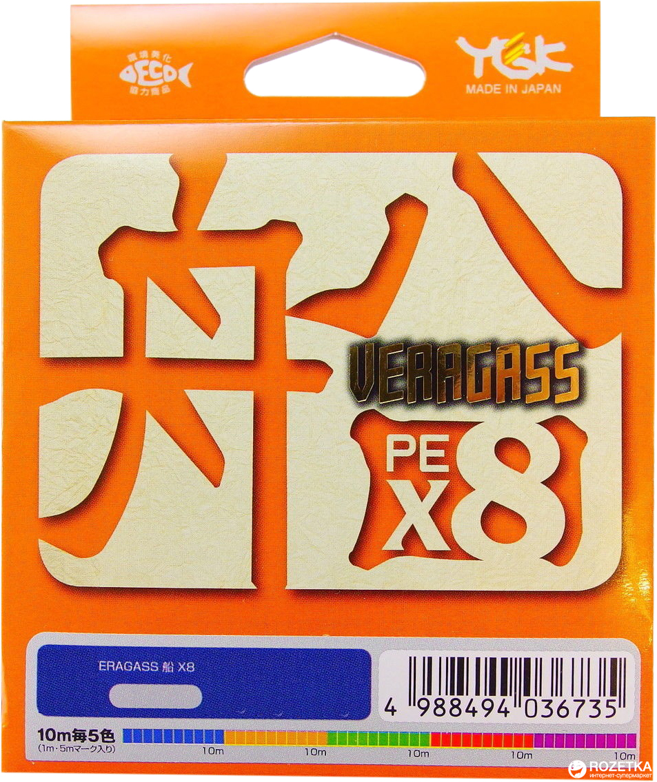 

Шнур YGK Veragass Fune X8 - 100m connect #2.5/19kg 10m x 5 colors (54742)