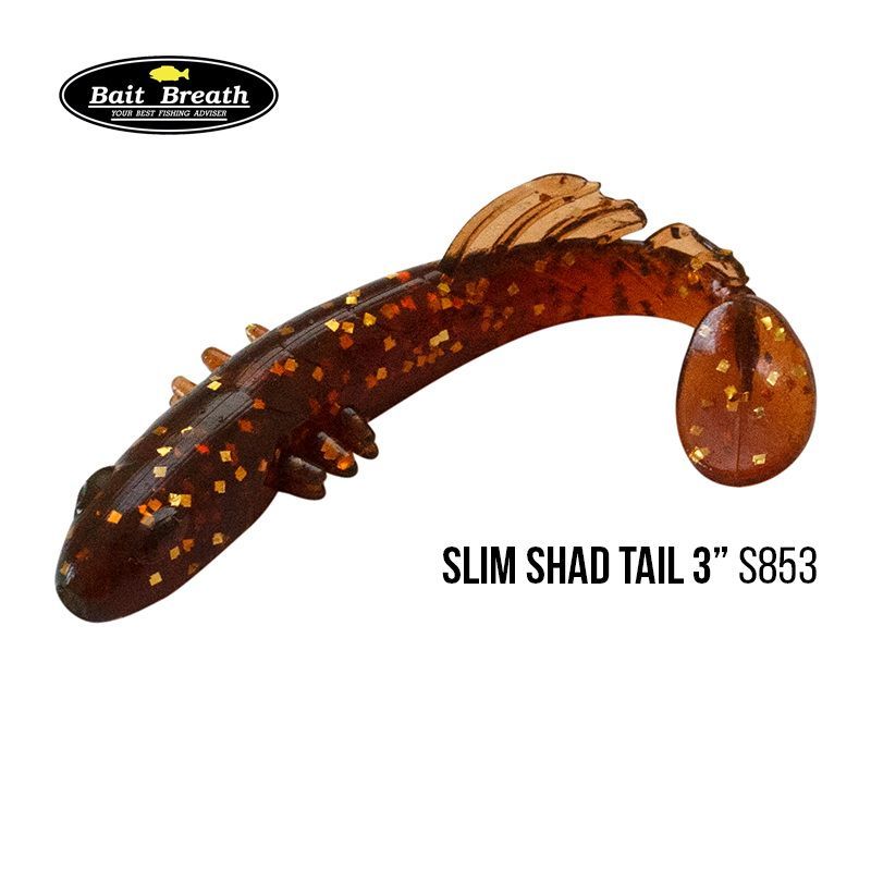 

Приманка Bait Breath BeTanCo Shad Tail Slim 3'' (8 шт.) (S853 Motor oil / Gold)