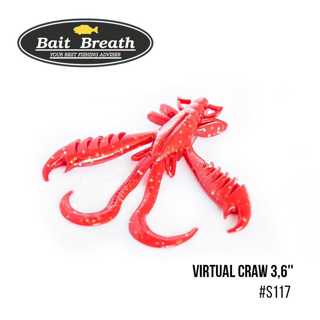 

Приманка Bait Breath Virtual Craw 3,6'' (8шт.) (S117 　Red／Gold)