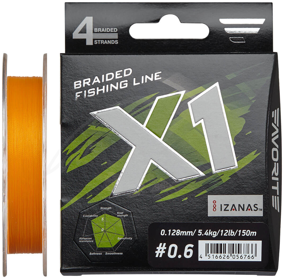 

Шнур Favorite X1 PE 4x 150m (orange) #0.6/0.128mm 12lb/5.4kg (111801)