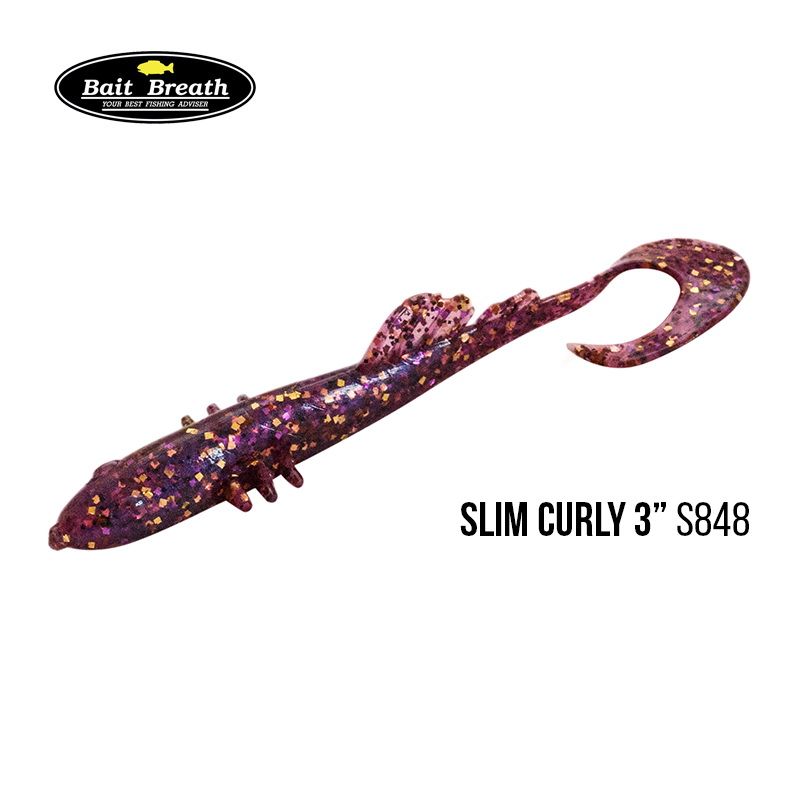 

Приманка Bait Breath BeTanCo Slim Curly 3'' (8шт) (S848 Purple PG)