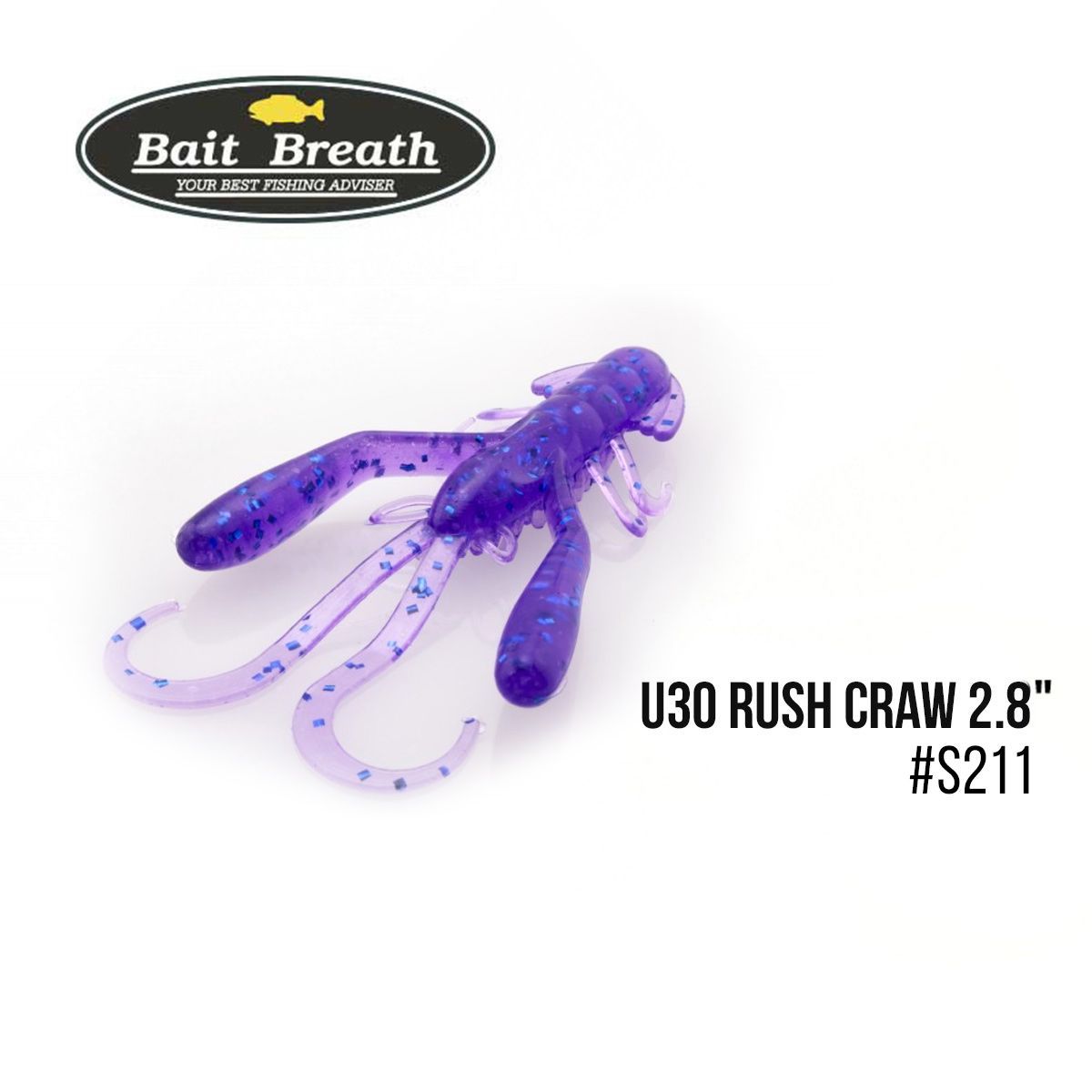 

Приманка Bait Breath U30 Rush Craw 2.8'' (7шт.) (S211 Electric Blue Shad)