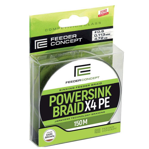 

Жилка плетена FEEDER CONCEPT POWERSINK 4X PE DARK BROWN 150/0,113 (інд.уп/ *5) (103424)