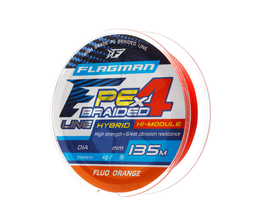 

Шнур Flagman PE Hybrid F4 135m FluoOrange 0,06mm. 2,7кг/6lb (111114)