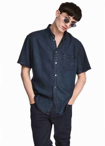 

Рубашка H&M L Темно-синяя (1099-437)