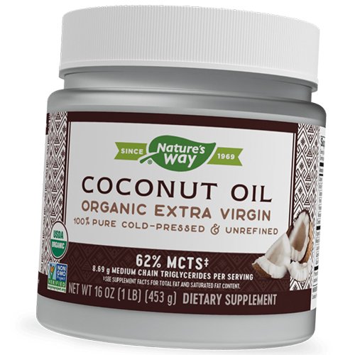 

Органическое кокосовое масло первого отжима, Coconut Oil Extra Virgin, Nature's Way 453г (05344001)