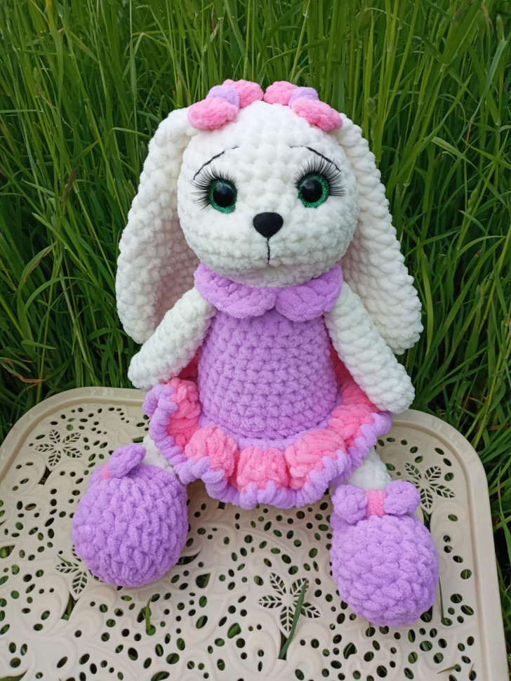 

Hand Made Игрушка Вязаная крючком плюшевая Зайка. Рост 40см