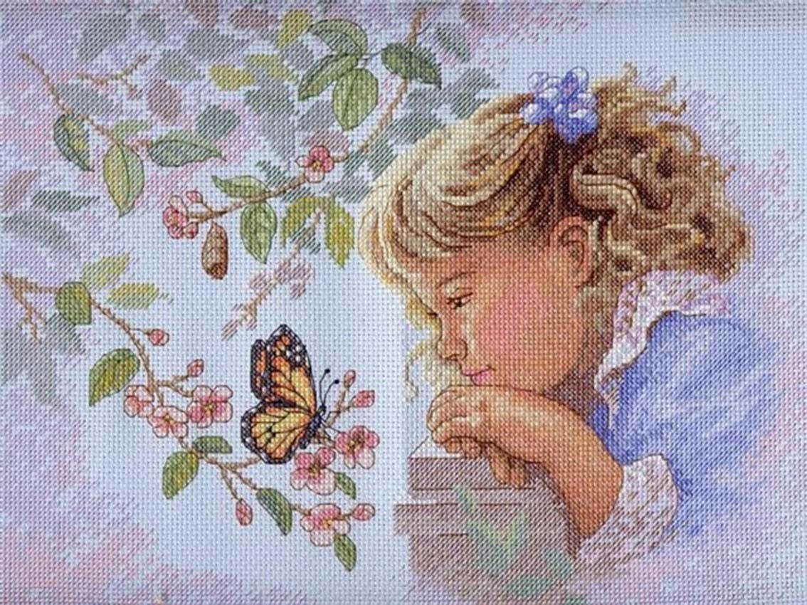 

Набор алмазная мозаика стразами Девочка с бабочкой 30x40см