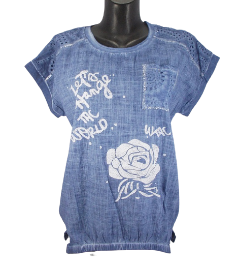 

Женская блуза батал Agora 2811  синяя, Женская блуза батал Agora 2811 4XL синяя