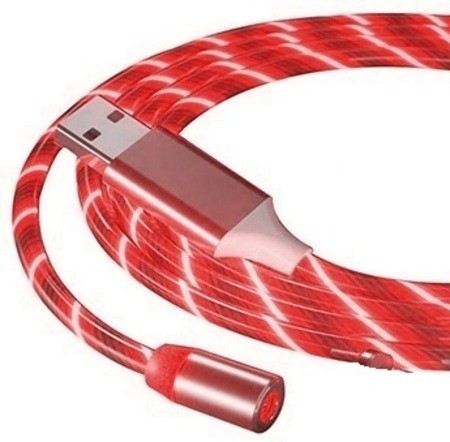 Кабель магнитный зарядный светящийся USB Magnetic без коннектора 1 метр ...