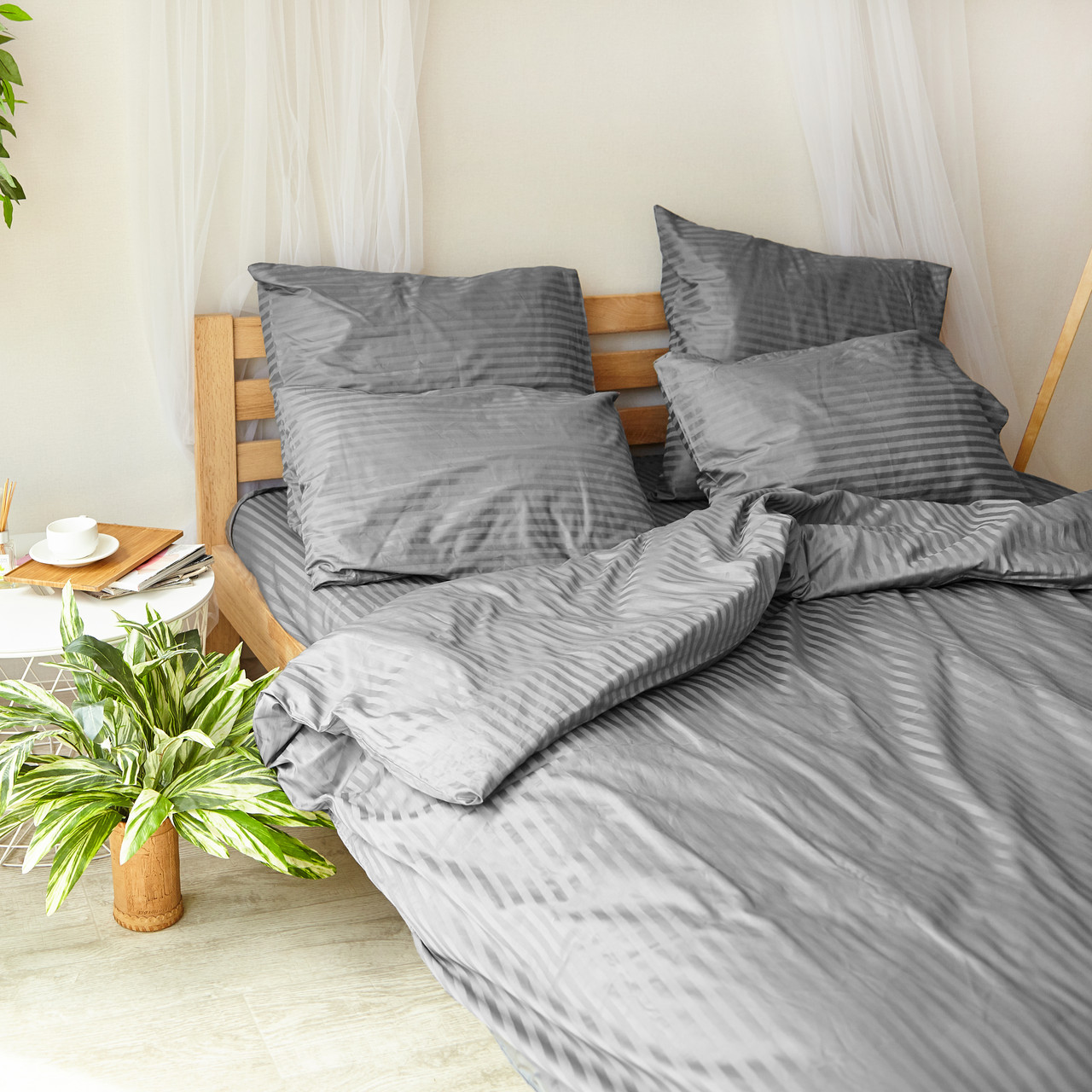

Комплект взрослого постельного белья Муссон Страйп ТМ DS Home Line H04D Двуспальный