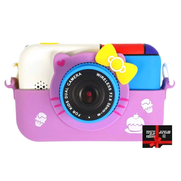 

Детский фотоаппарат Хелло Китти Children`s fun цифровой 40Мп 1080FHD Сиреневый с картой 32 ГБ
