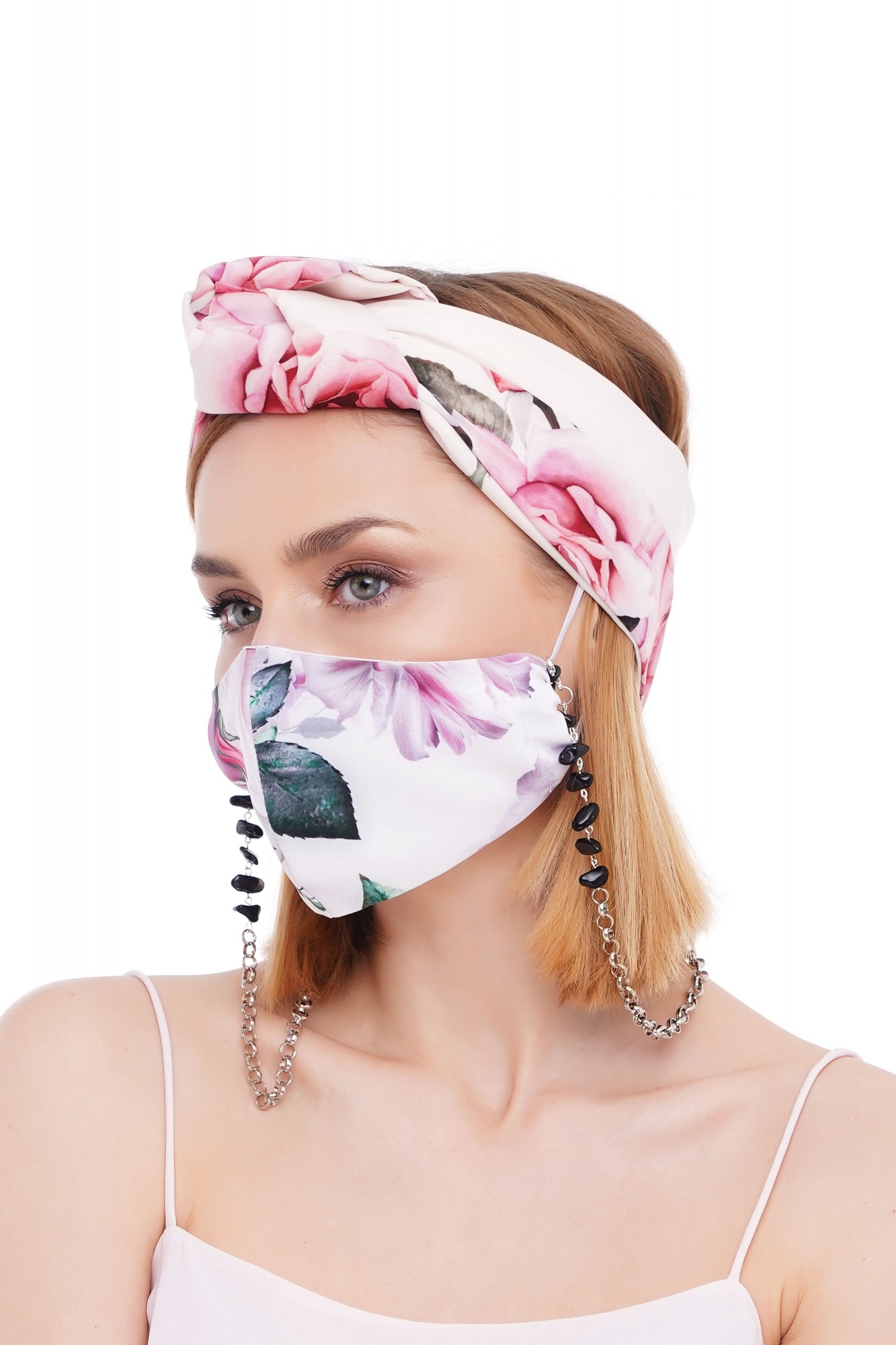 

Летний тюрбан MyScarf узел  Розовый с цветами, Летний тюрбан MyScarf узел one size Розовый с цветами