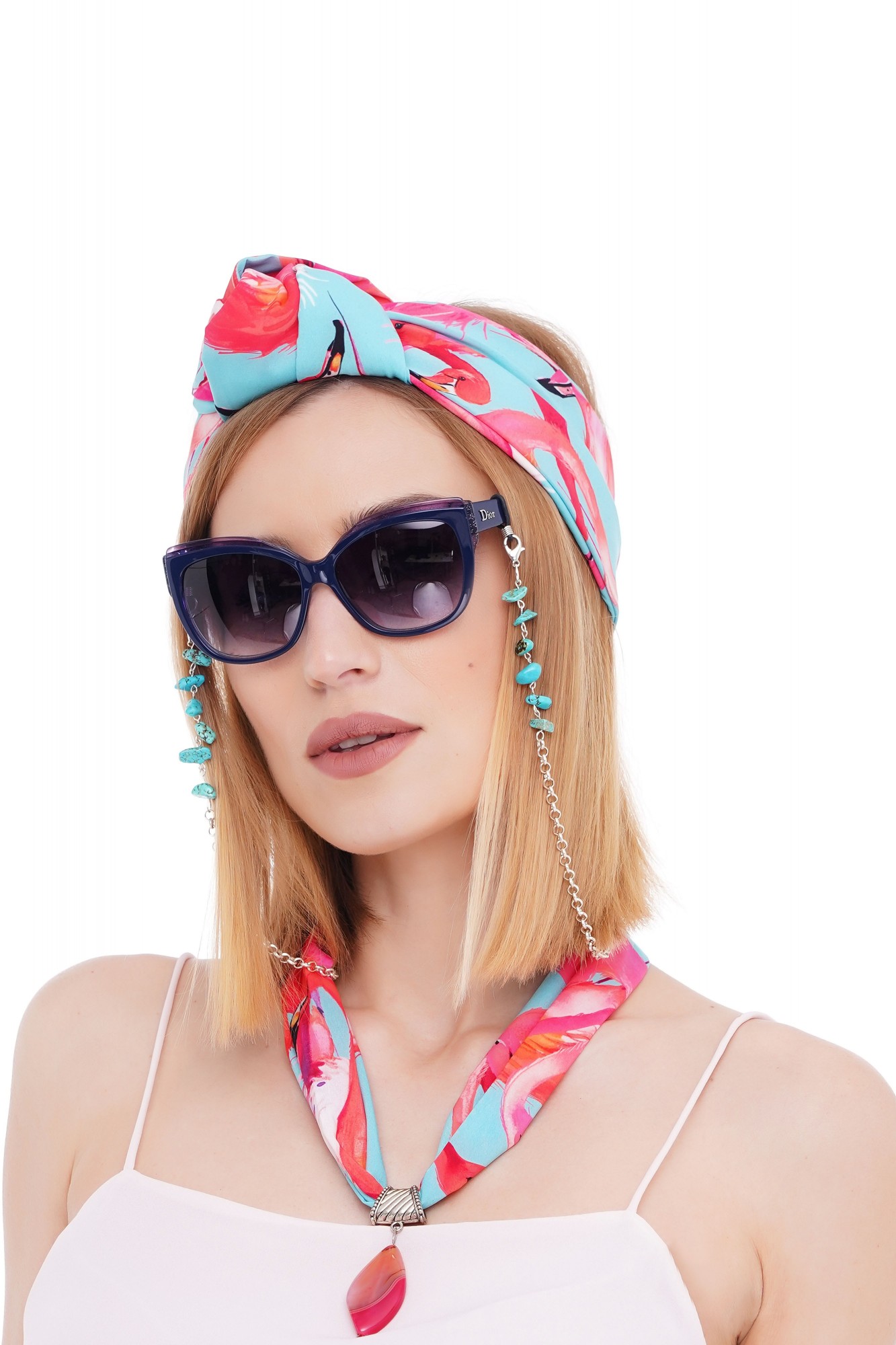 

Летний тюрбан MyScarf узел  Розовый фламинго, Летний тюрбан MyScarf узел one size Розовый фламинго