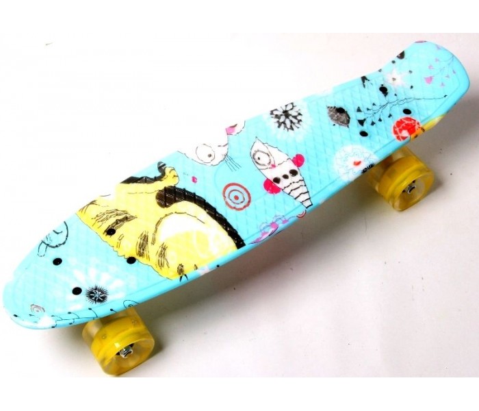 

Penny Board "Cool Cat" Светящиеся колеса, антискользящая обработка поверхности
