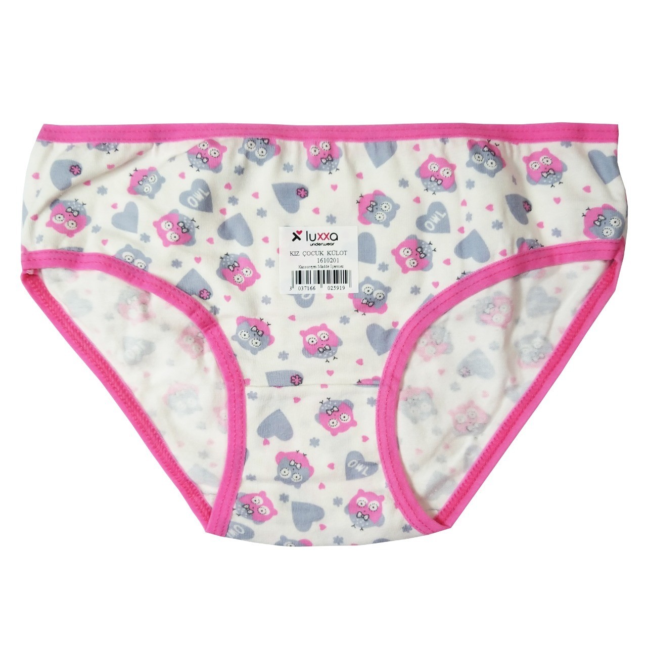 

Трусы детские LUXXA 9-10 (128-140) "Сова" Молочные с розовым