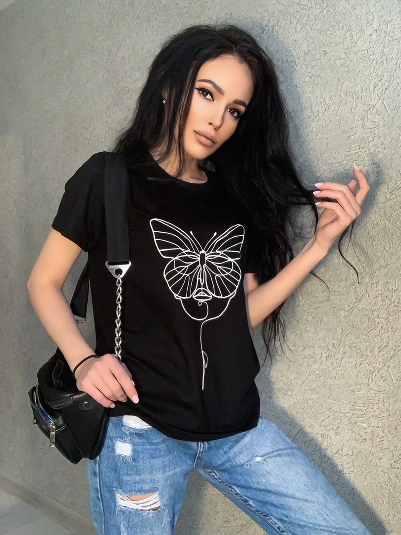 

Футболка женская Бабочка черная 48-50 B115