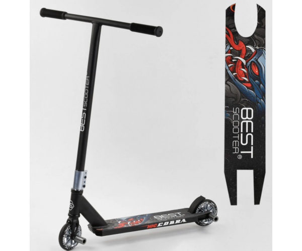 

Трюковый самокат Best Scooter Cobra New CB-00387, с Пегами, HIC-система, колёса PU, 110мм, Черно-серый