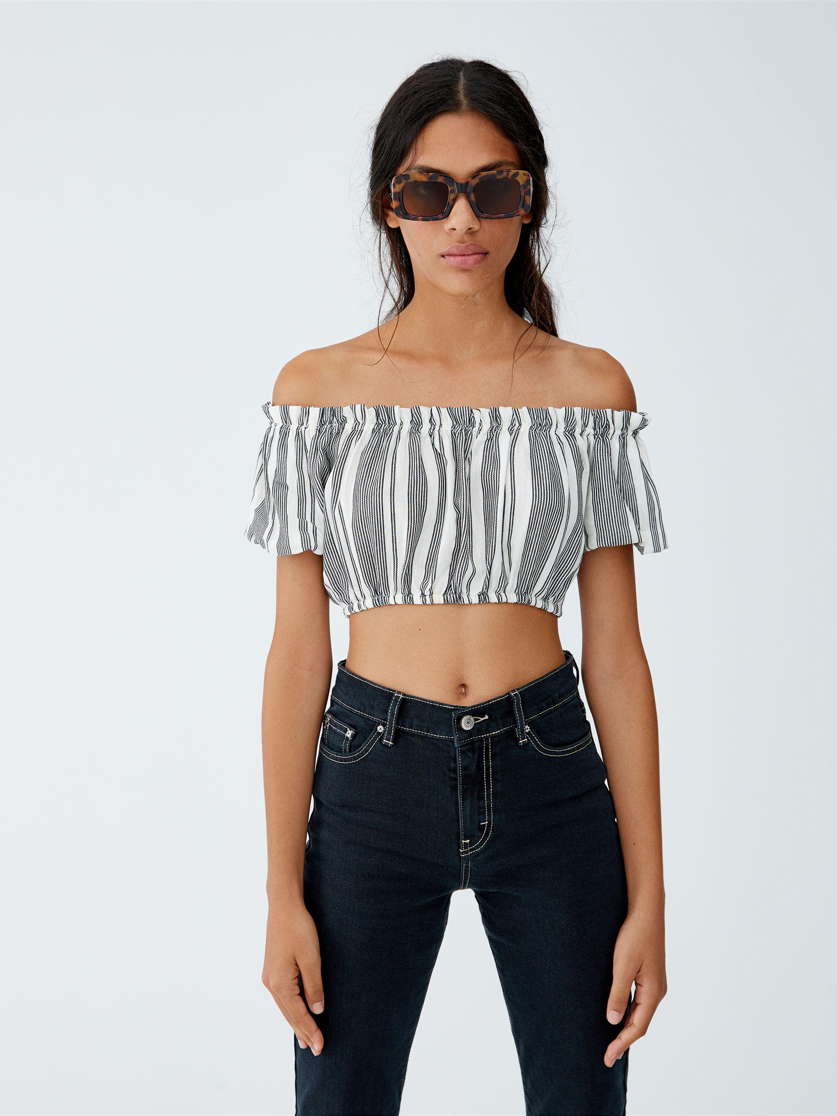 

Топ Pull & Bear 9471395250-AEFZ L Белый с черным