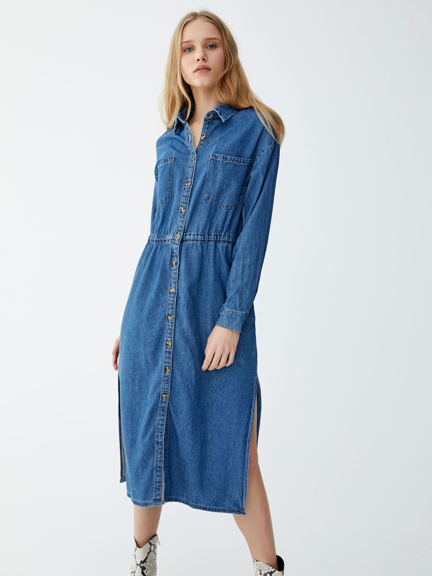 

Джинсовое платье Pull & Bear 9396321400-ACXD M Синее