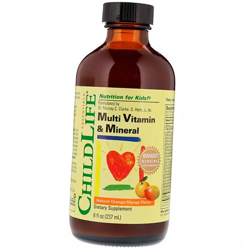 

Мультивитамины для детей, Multi Vitamin & Mineral, ChildLife 237мл Апельсин-манго (36514005)