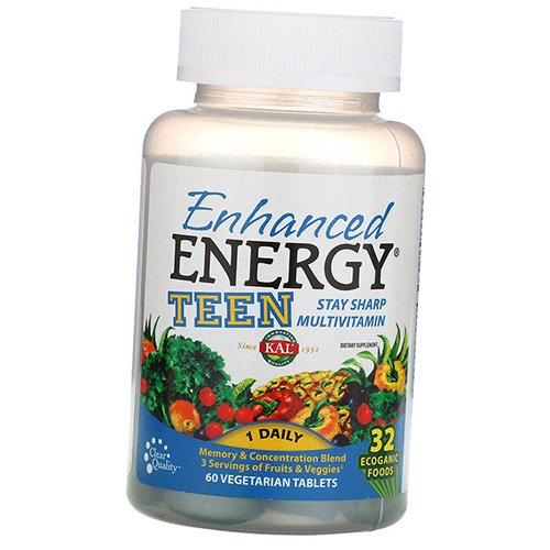 

Витамины для подростков, для памяти и концентрации, Enhanced Energy Teen, KAL 60вегтаб (36424020)