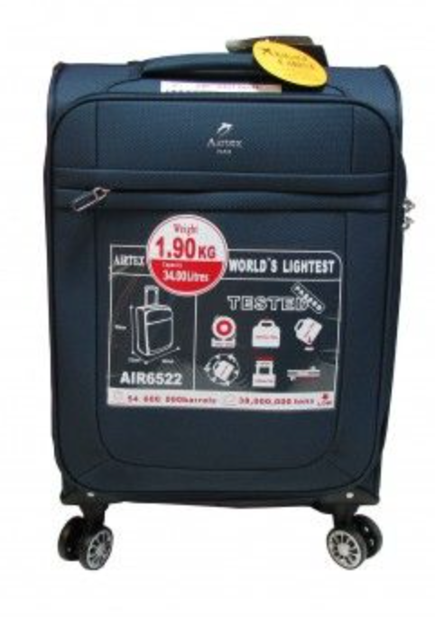 

Средний полиэстеровый чемодан Airtex 6522 на 4 колесах темно-синий