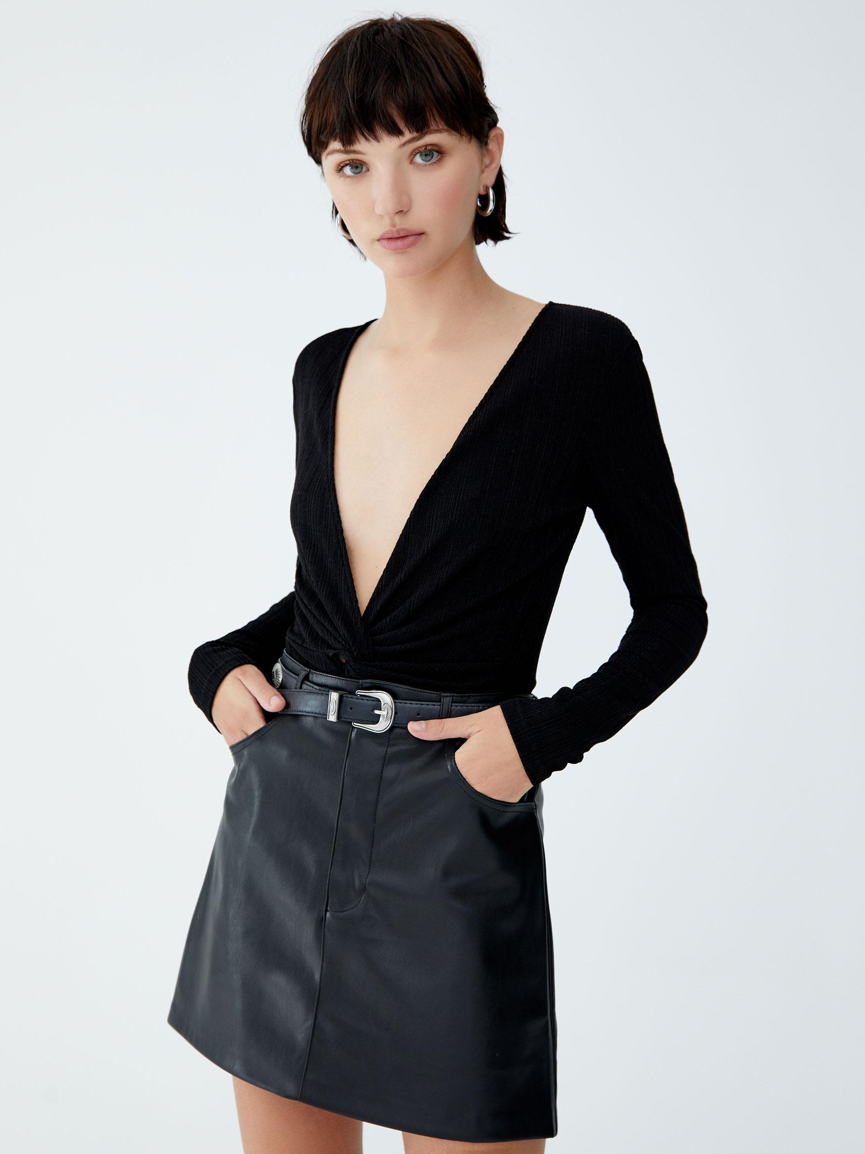 

Боди-блузка Pull & Bear 9248402800-AAAD S Черная