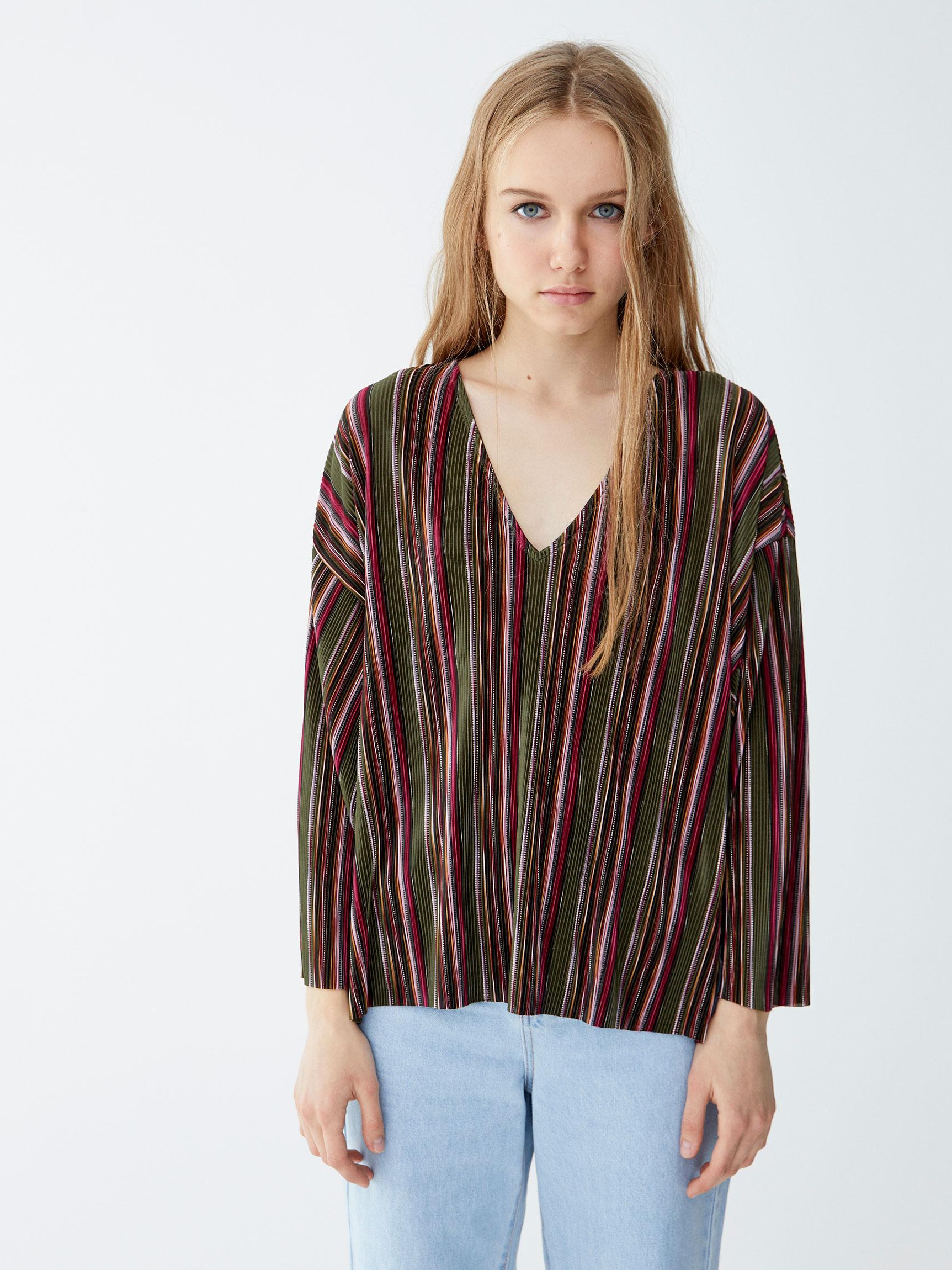 

Блузка Pull & Bear 9245389505-ADYD XL Розовая с зеленым