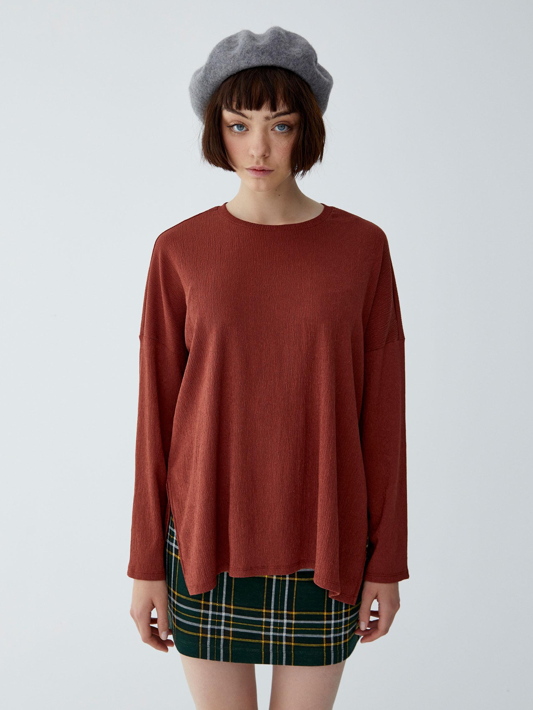 

Лонгслив Pull & Bear 9245375658-ACVB XL Кирпичный