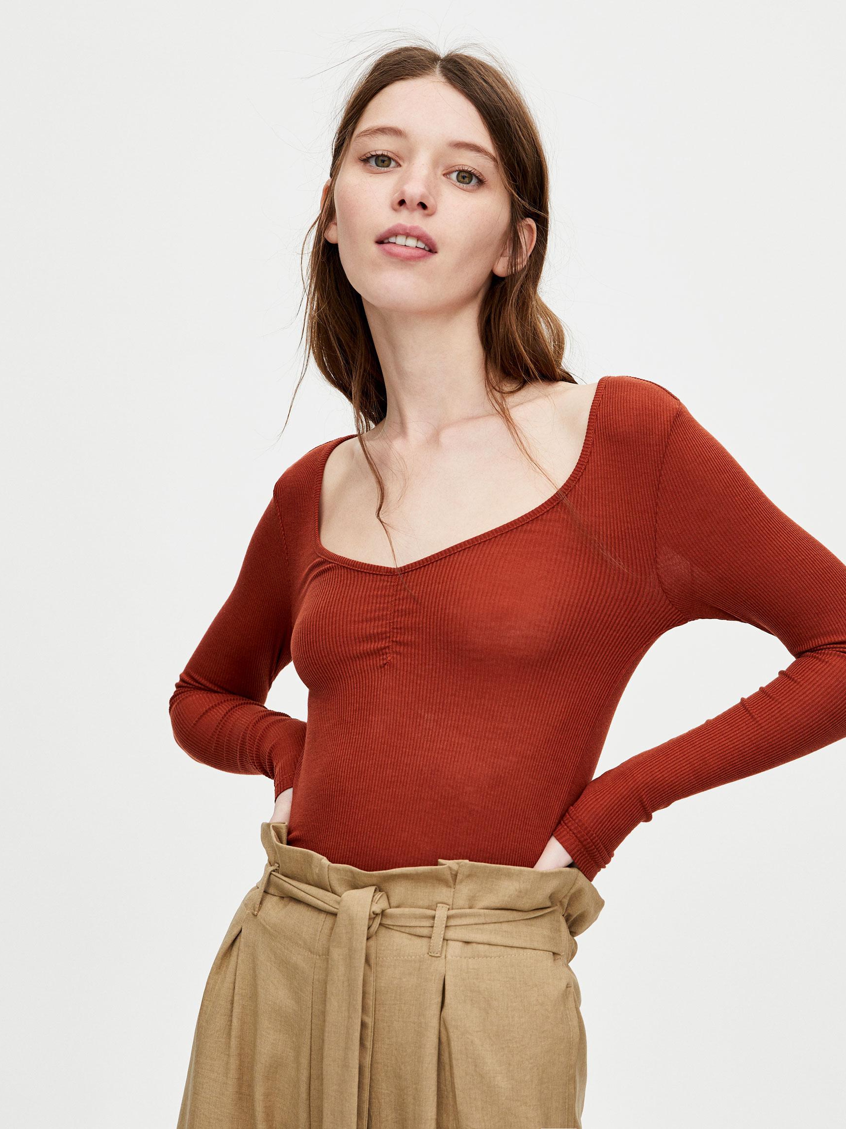 

Лонгслив Pull & Bear 9245358707-ACVE S Коричневый