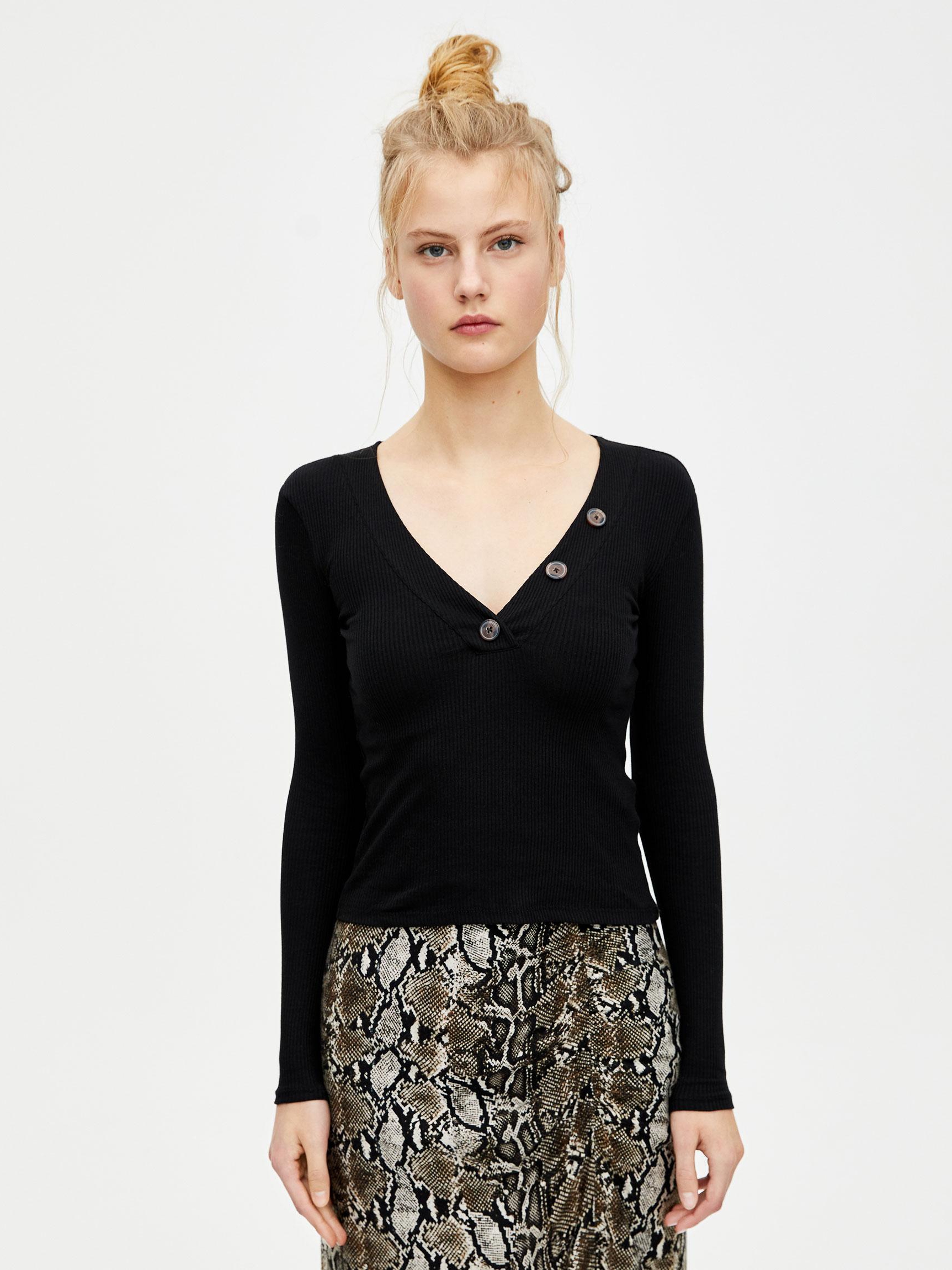 

Лонгслив Pull & Bear 9241385800-AAAD L Черный