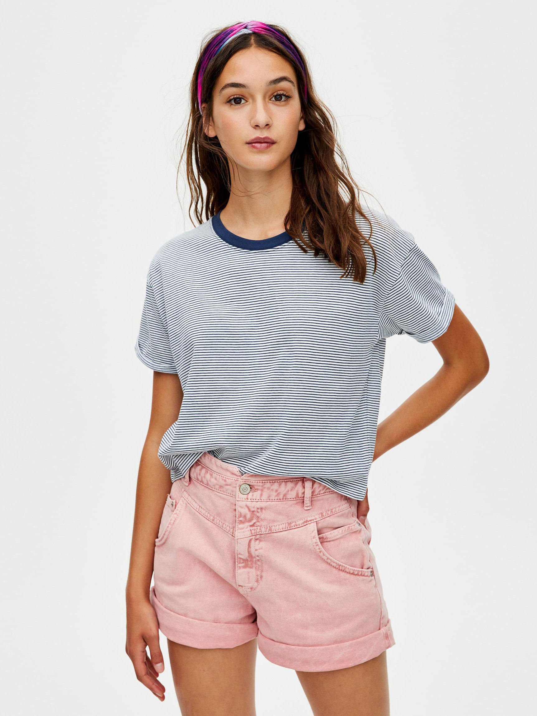 

Футболка Pull & Bear 9239340250-ADGG S Синяя с белым