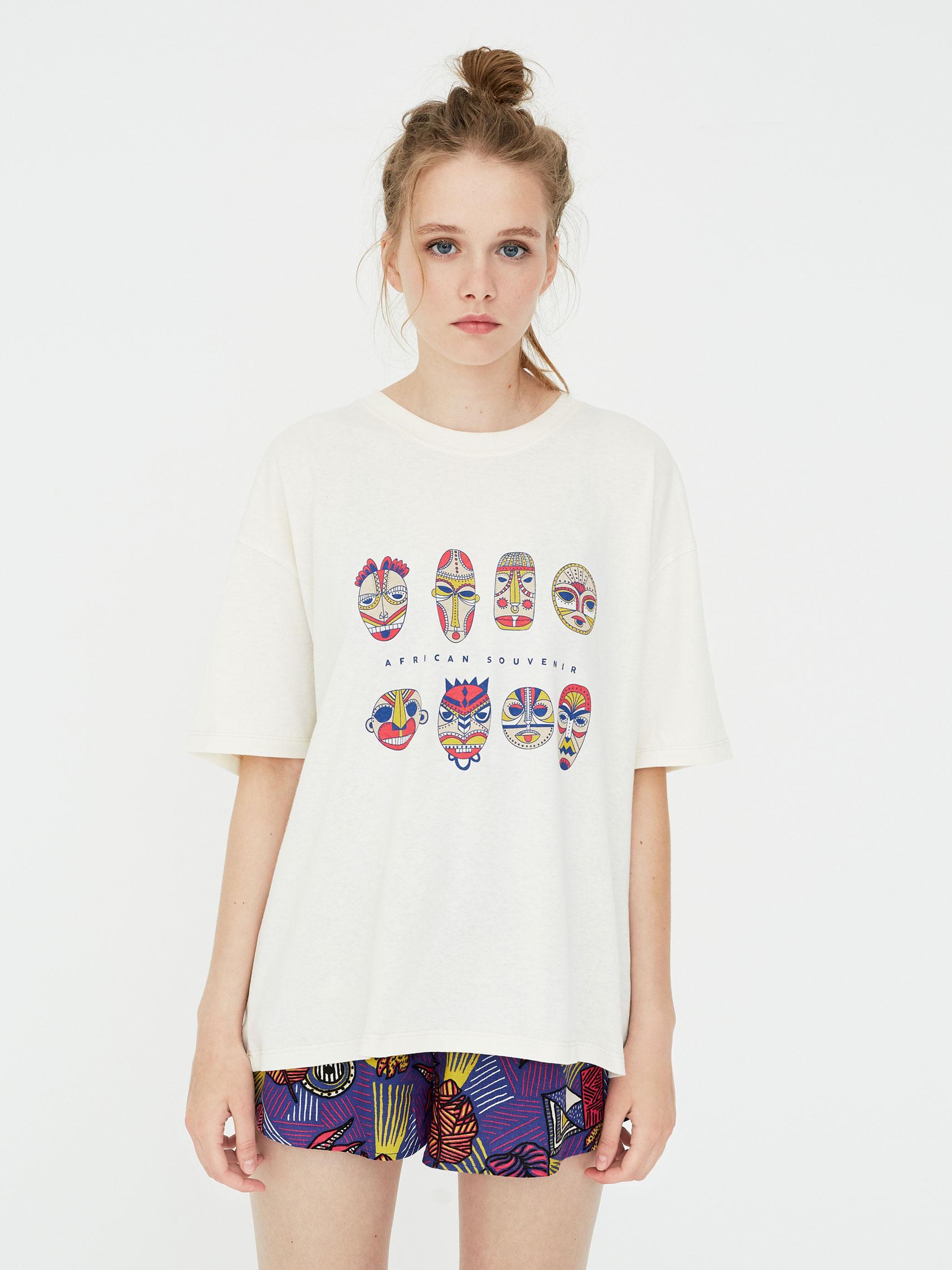 

Футболка Pull & Bear 9238367805-ABBU M Молочная