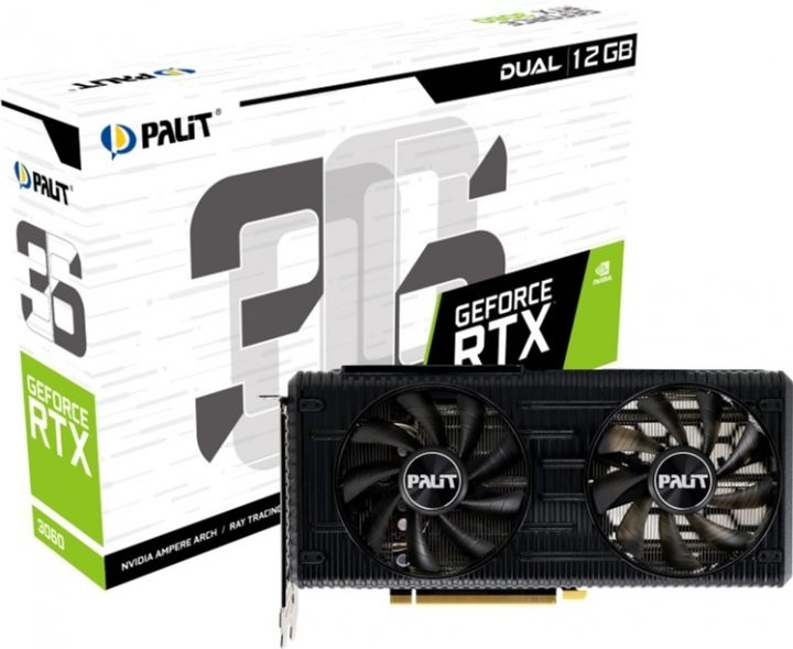 

Видеокарта GeForce RTX 3060 12Gb GDDR6 Palit Dual (NE63060019K9-190AD)