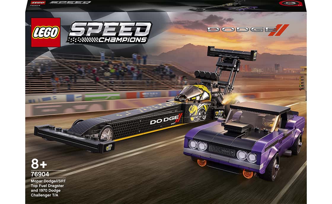 

Конструктор LEGO Mopar Dodge//SRT Top Fuel Dragster and 1970 Dodge Challenger T/A 627 деталей (76904)