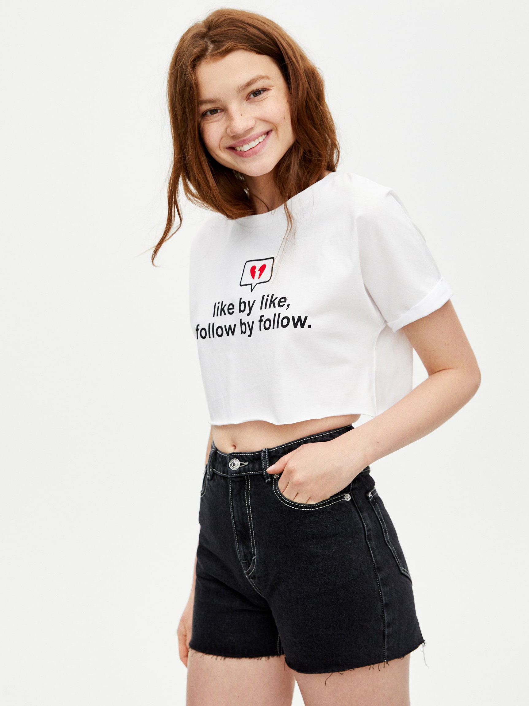 

Футболка Pull & Bear 9230310250-AAWS XL Белая с черным