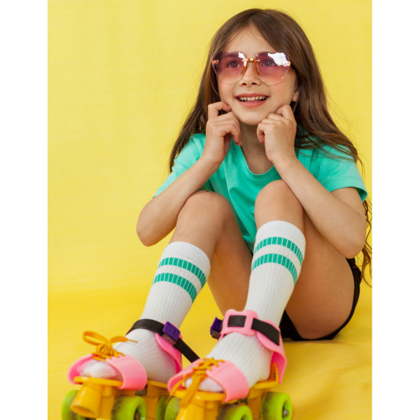 

Гольфы детские белые с мятными полосками EvgaKids 48216 14-16 см