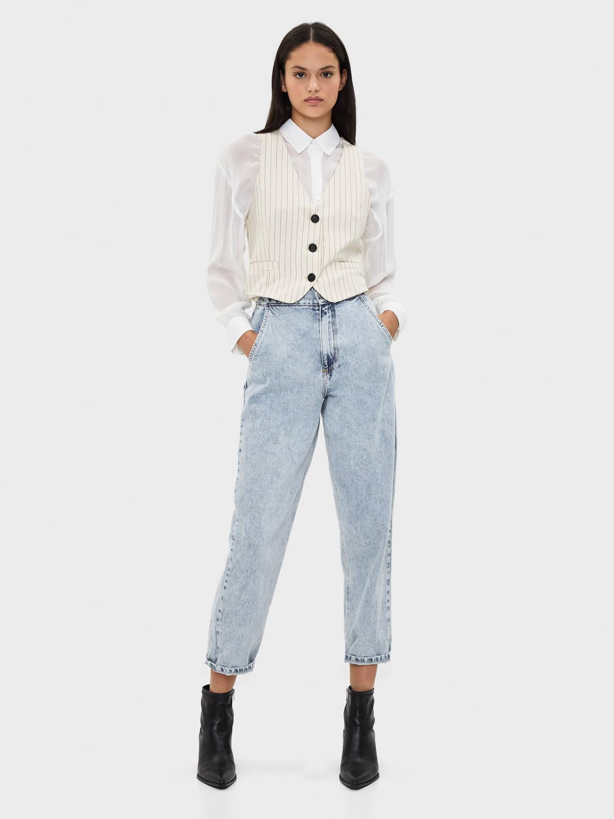 

Жилет Bershka 8435168712-AESM M Бежевый в полоску