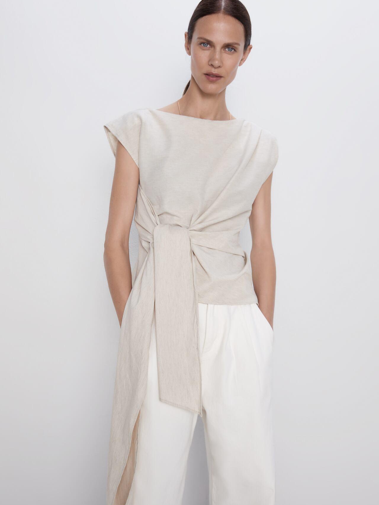 

Блузка Zara 7563248711-ACTQ L Бежевая