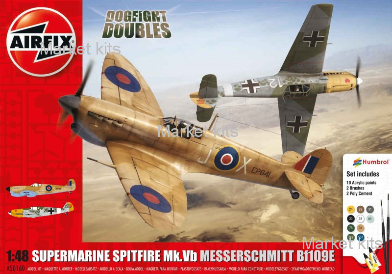 

Подарочный набор с моделями самолетов Supermarine Spitfire MkVb и Messerschmitt BF109E 1:48 Airfix (AIR50160)